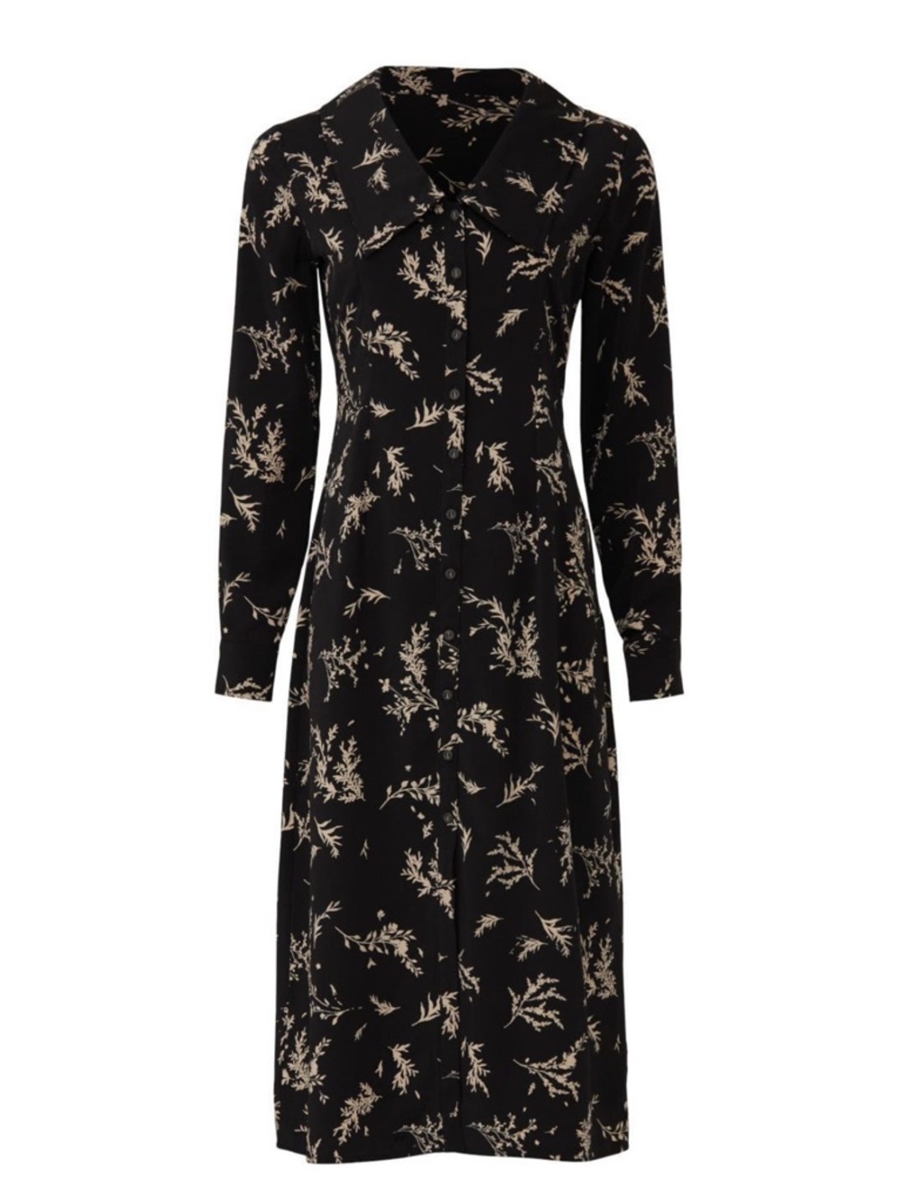 Sweet Baby Jane Black Dress with Beige Floral Print